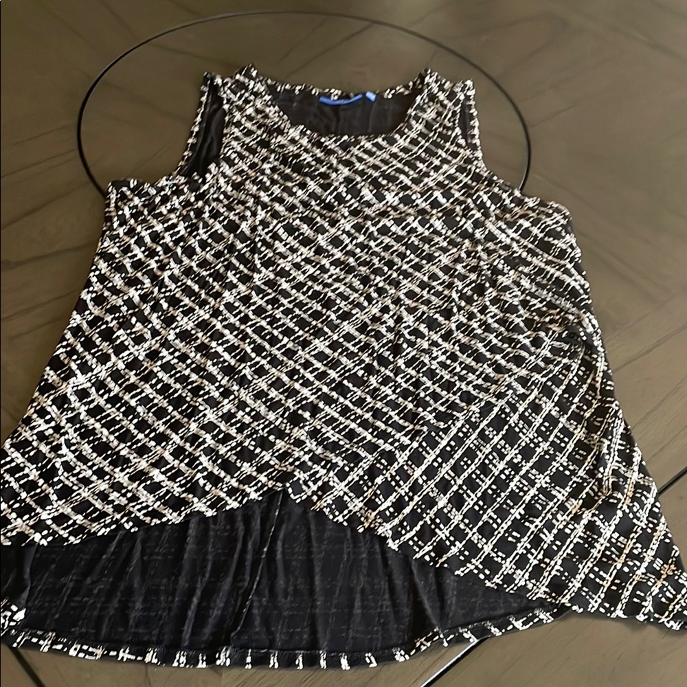 Apt. 9 Black and White Asymmetrical Layered Tank Top